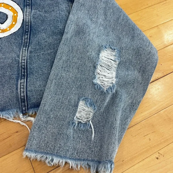 Custom Hand Painted Tennessee Vols Distressed Denim Jacket - Picture 3 of 10